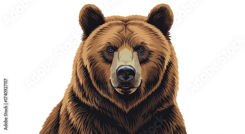 Portrait of a brown bear, staring directly at the viewer, showing detail in fur