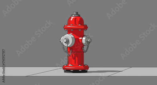 A vibrant red fire hydrant illustration on a grey background, casting a shadow