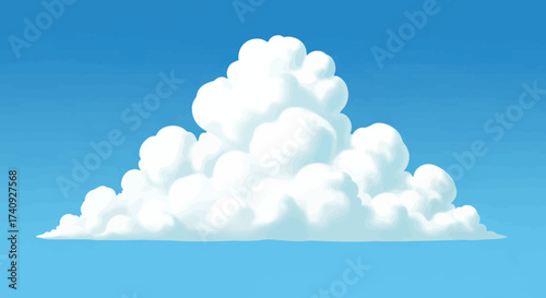 A pixelated cloud cluster floats against a bright blue sky, conveying serenity and the weather