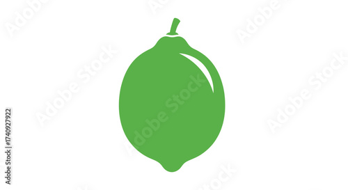 A simple green illustration of a lime fruit, featuring the fruit shape and stem