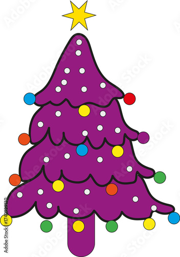 Festive Christmas Tree with Stars and Balls