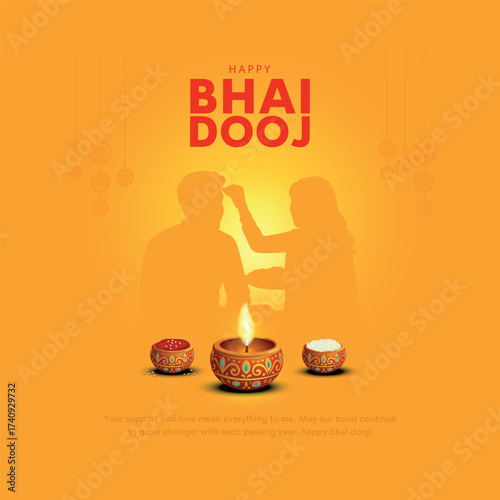 Silhouette design for bhaidooj festival. Vector illustration. 