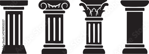 PrintFour silhouettes of classical architectural columns