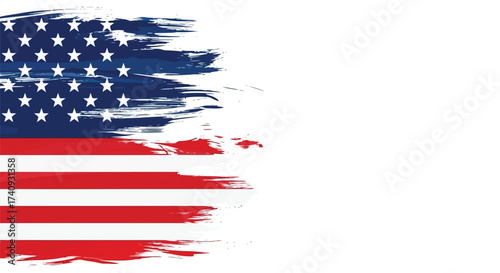 Vector illustration of abstract brush stroke american flag with copy space