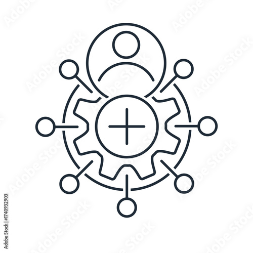 Connecting to the community. Additional channels for collaboration and communication.Vector linear icon illustration isolated on white background.
