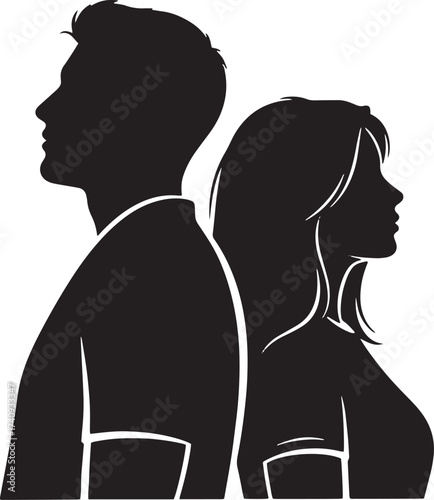 Man and Woman Silhouette Back to Back Depicting Relationship Conflict

