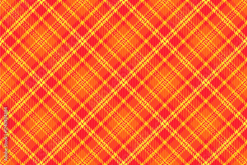Sample seamless textile fabric, teenage vector background texture. Brazil check pattern tartan plaid in bright and red colors.