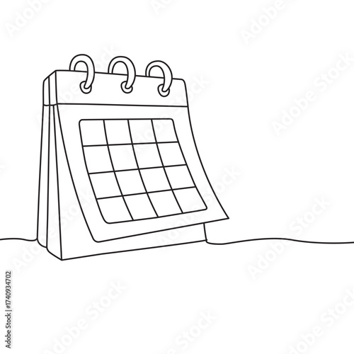 Continuous line drawing of a desk calendar