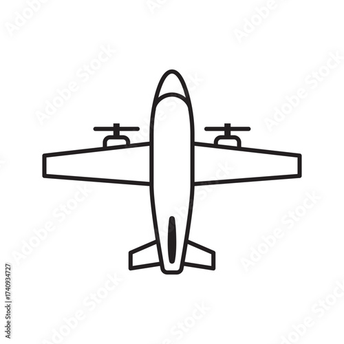 Passenger plane symbol. Airplane top view vector illustration