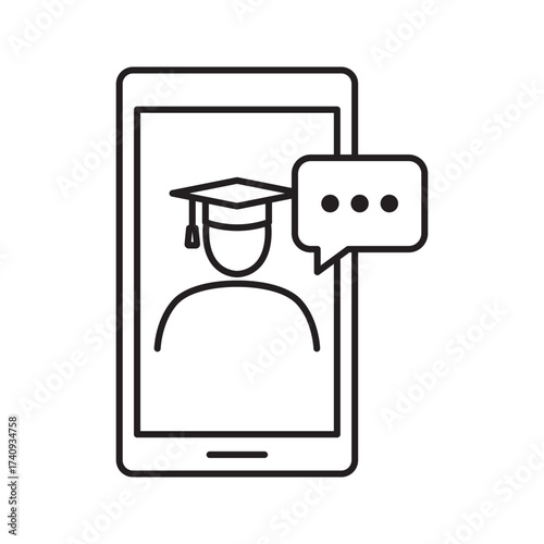 Remote education and learning via mobile app symbol