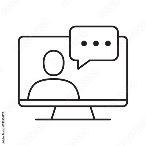 Online video communication and chat icon. Virtual consultation and customer support symbol