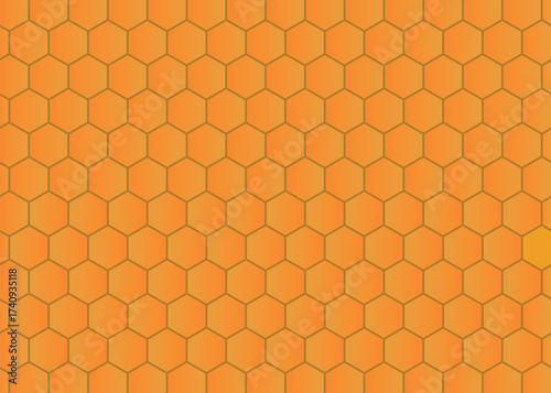 Warm orange honeycomb hexagon pattern background for branding and food