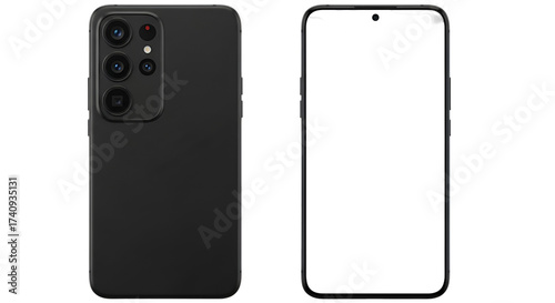 Black Smartphone Front and Back Views mobile device