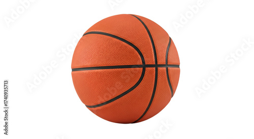 Orange basketball with black lines on a black background