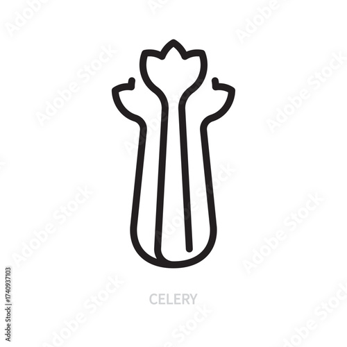 Celery line icon. Plant symbol. Food concept. Isolated on a white background. Flat design. Editable stroke. Vector illustration.
