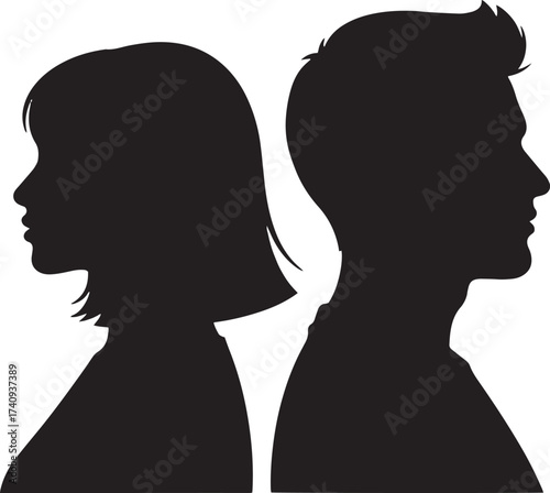 Couple Silhouette Back to Back Illustrating Relationship Conflict
