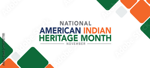 American Indian heritage month. Vector banner, poster, card, background