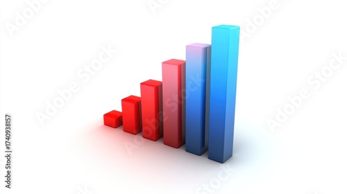 Rising bar graph, progress, growth, white background, business concept Free Download Rising bar graph, progress, growth, white background, business concept - GFXLoad