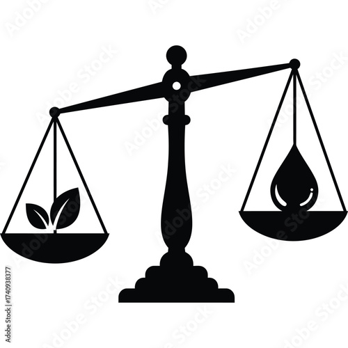 Balance of Nature and Water scale leaves drop environment ecology conservation sustainability equilibrium comparison symbol icon