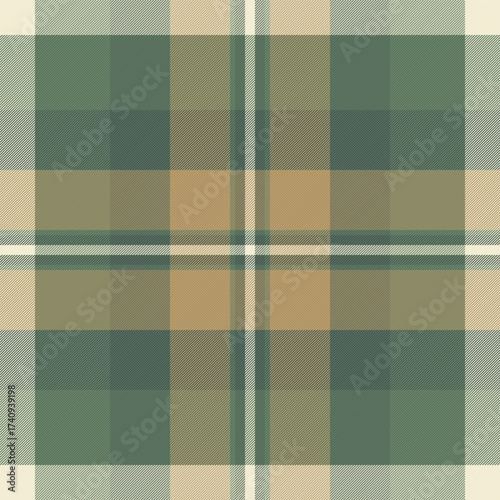 Neat seamless texture vector, place tartan background pattern. Give plaid check textile fabric in pastel and amber colors.