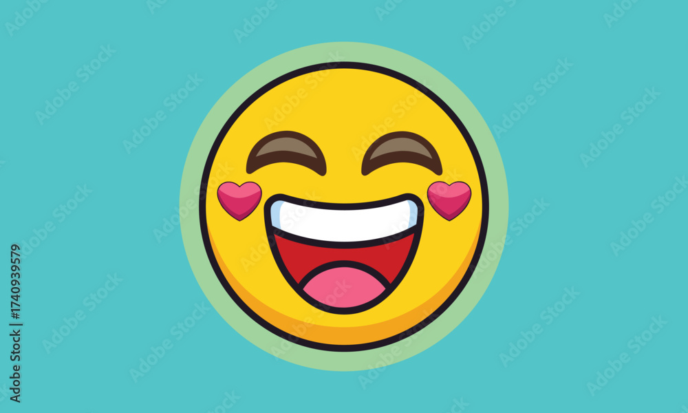 Fototapeta premium Laughing Emoji with Heart Eyes Illustration