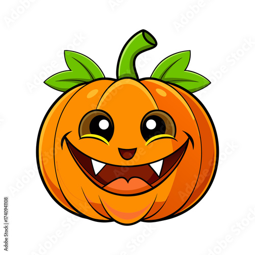Halloween cute smiling pumpkin with white background 