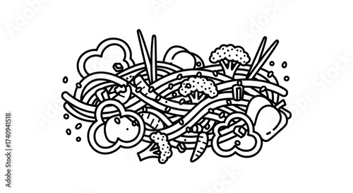 Delicious and healthy noodles with vegetables and broccoli a tasty meal.