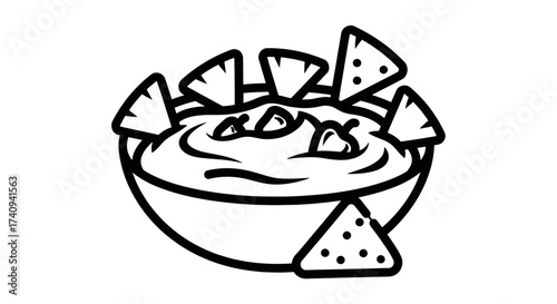 Delicious bowl of guacamole with tortilla chips perfect snack.