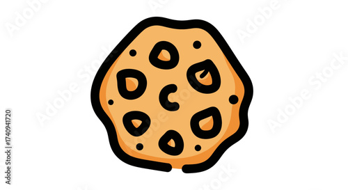 Delicious cookie with chocolate chips and a unique shape perfect for snacking.