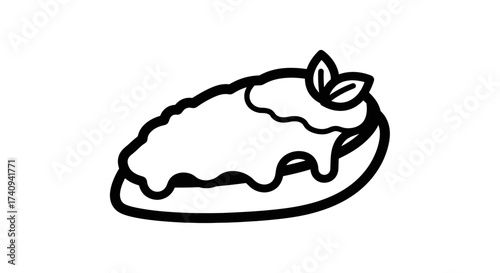 Delicious dessert with cream and leaves a sweet treat for enjoyment.