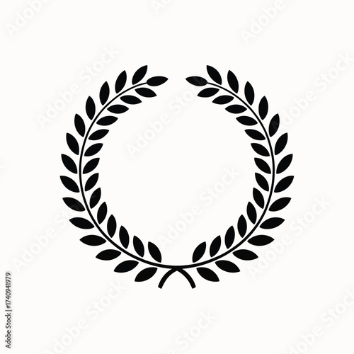 Elegant black circular wreath vector illustration for awards and achievements scalable eps icon silhouette vector illustration white background