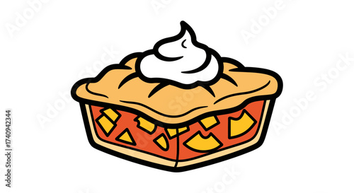 Delicious slice of pie with whipped cream on top dessert food.