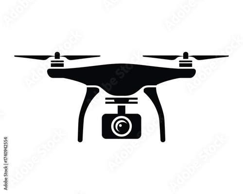 Scalable vector illustration of a modern drone with camera for eps format general use silhouette vector illustration white background