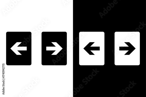 Sign In Sign Out Icon. Flat Style Enter and Exit Vector Illustration Black White