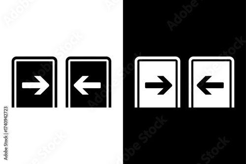 Entrance and Exit Icon. Login Logout Vector Symbols with Door and Arrow Design