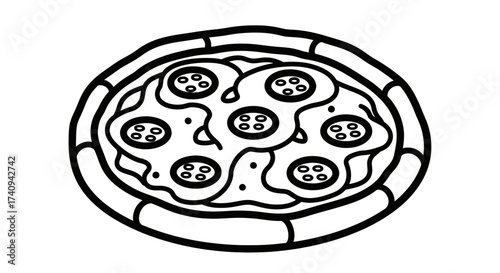Pizza with fried eggs a delicious and appetizing meal.