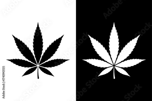 Cannabis Hemp Leaf Icon. Flat Marijuana Leaf Silhouette Vector Illustration