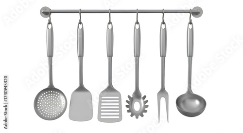 Set of Six Stainless Steel Kitchen Utensils cooking