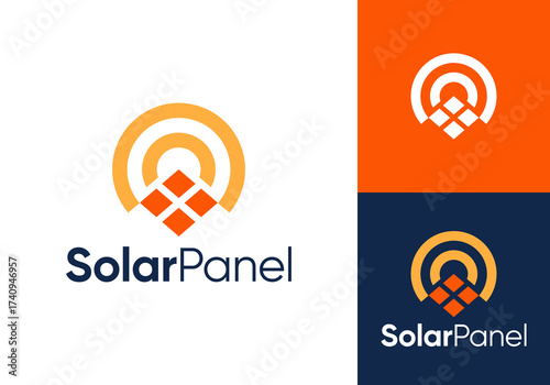 solar home energy logo vector design concept