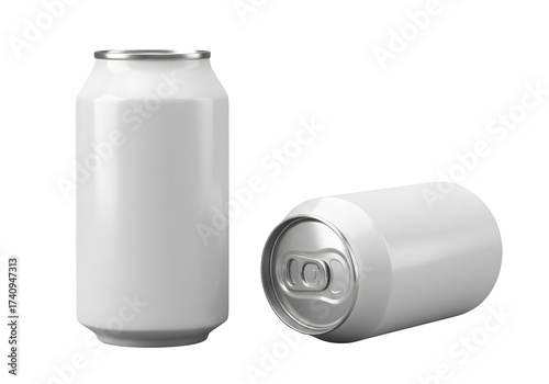 White aluminum cans for mock up isolated on transparent background