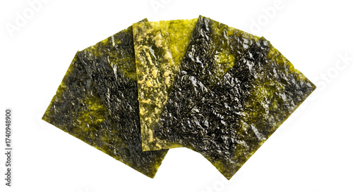Crispy Roasted Seaweed Snacks on Black Background nori
