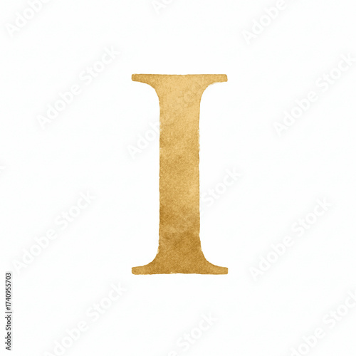 Midas Touch Golden English letters I isolated watercolor vector illustration svg