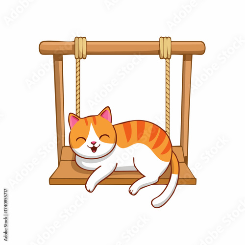 A funny cartoon cat  vector illustration of a cute orange kitten with a blank sign  framed as a fun pet card design