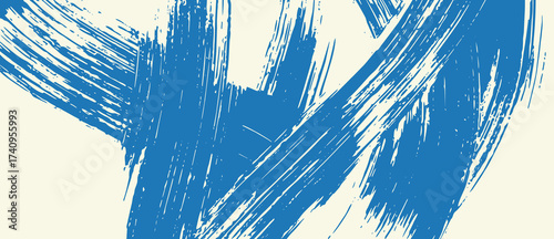 Blue paint strokes with a brush in a scratched texture style. 