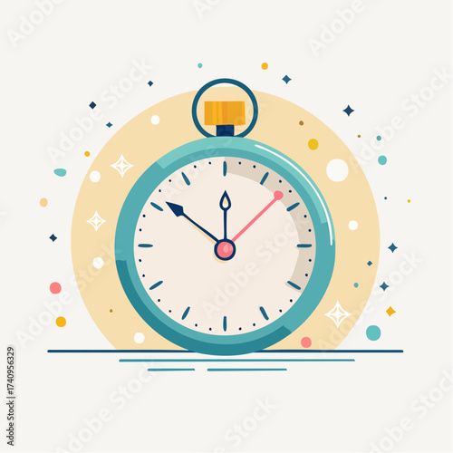 The business concept time is money is shown by a watch face and minute hand with a bold alarm icon illustration