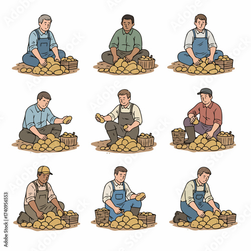 Cartoon alarm clock character with various expressions