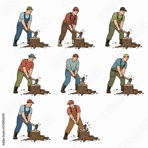 Cartoon alarm clock character with various expressions