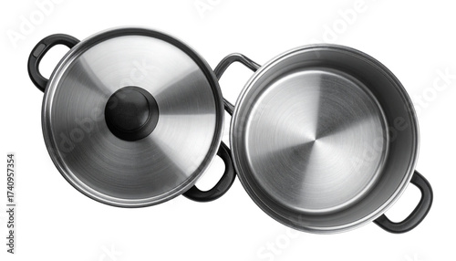 Cooking pot with lid bundle showing plain and decorative variations, isolated on transparent background