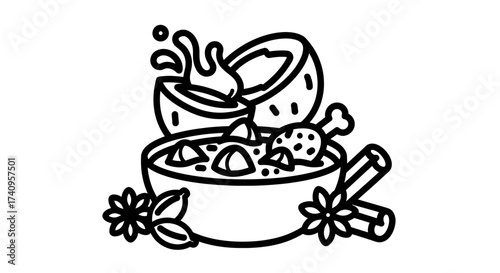 Delicious coconut curry with chicken and spices a culinary delight.
