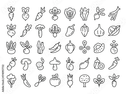 Hand-drawn vector vegetable collection scalable illustration eps icon pack for diverse design applications silhouette vector illustration white background